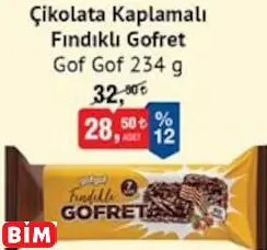 GOF GOF  ÇİKOLATA KAPLAMALI FINDIKLI GOFRET